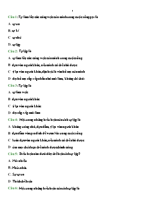 Đề cương ôn thi môn Giáo dục công dân Lớp 7